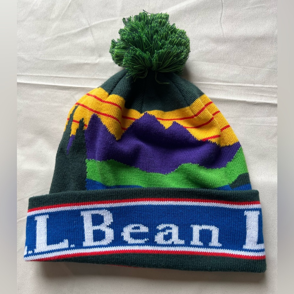 L.L. Bean Green and Blue Knit Beanie